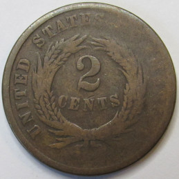 1864 Two Cent Pieceh - antique Civil War era American copper coin