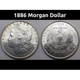 1886 Morgan Dollar - uncirculated lustrous American silver dollar
