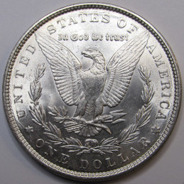 1886 Morgan Dollar - uncirculated lustrous American silver dollar