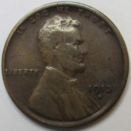 1913 S Lincoln Wheat Cent - antique San Francisco mintmark American wheat penny