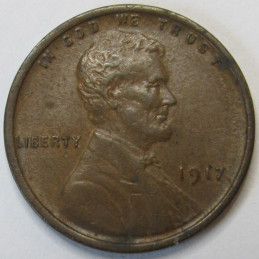 1917 Lincoln Wheat Cent - antique American wheat penny