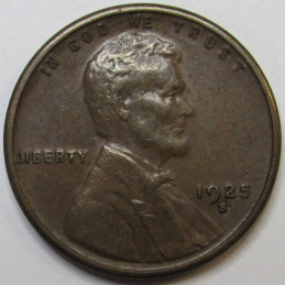 1925 S Lincoln Wheat Cent - antique higher grade San Francisco mintmark wheat penny