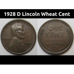 1928 D Lincoln Wheat Cent - antique better condition Denver mintmark wheat penny
