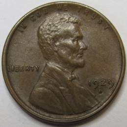 1929 D Lincoln Wheat Cent - antique higher grade American wheat penny