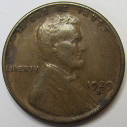 1929 S Lincoln Wheat Cent - antique San Francisco mintmark wheat penny