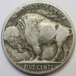 1917 D Buffalo Nickel - antique Denver mintmark American five cent coin