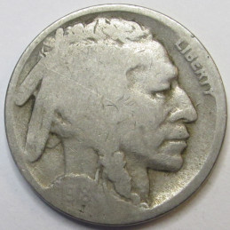 1918 D Buffalo Nickel - antique better date American Indian five cent coin