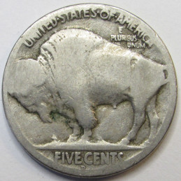 1918 D Buffalo Nickel - antique better date American Indian five cent coin