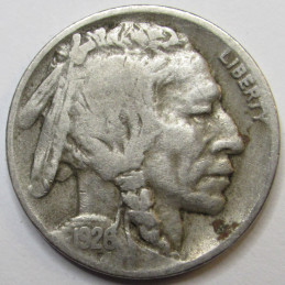 1926 D Buffalo Nickel - antique Denver mintmark American Indian five cent coin