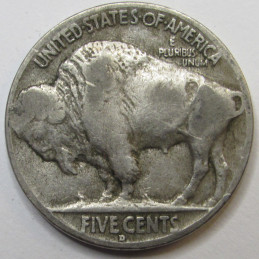 1926 D Buffalo Nickel - antique Denver mintmark American Indian five cent coin