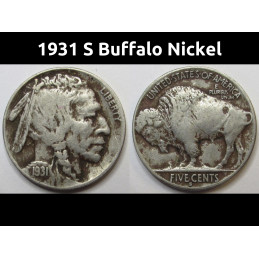 1931 S Buffalo Nickel - antique low mintage San Francisco mintmark Indian head nickel