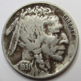 1931 S Buffalo Nickel - antique low mintage San Francisco mintmark Indian head nickel