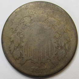 1871 Two Cent Piece - antique lower mintage copper coin
