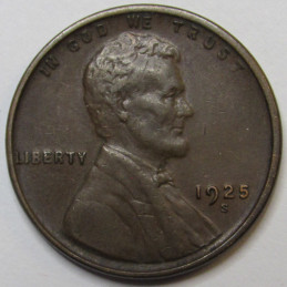 1925 S Lincoln Wheat Cent - antique higher grade San Francisco mintmark wheat penny