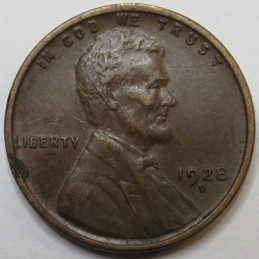 1928 D Lincoln Wheat Cent - antique higher grade Denver mintmark wheat penny