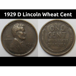 1929 D Lincoln Wheat Cent - better condition Denver mintmark wheat penny