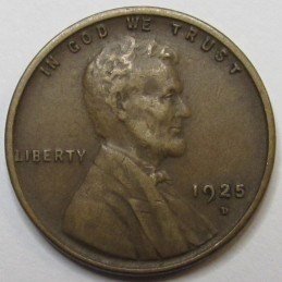 1925 D Lincoln Wheat Cent - antique Denver mintmark wheat penny