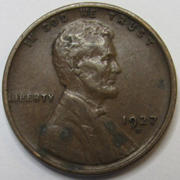 1927 D Lincoln Wheat Cent - antique higher grade Denver mintmark wheat penny