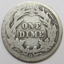 1898 O Barber Dime - antique turn of the century New Orleans silver dime