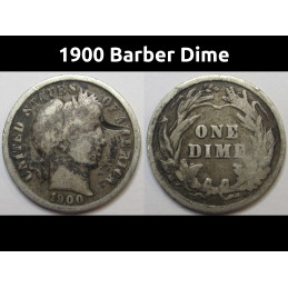 1900 Barber Dime - antique turn of the century American silver dime