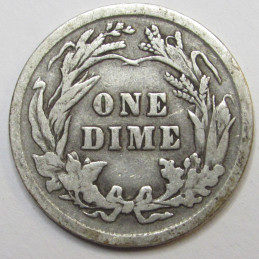 1911 Barber Dime - antique American silver dime
