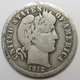 1912 Barber Dime - antique nice condition American silver dime