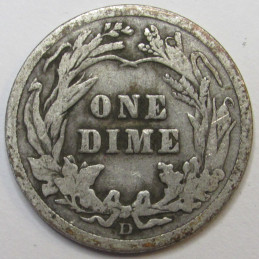 1912 D Barber Dime - antique Denver mintmark American silver dime