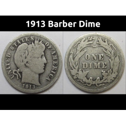 1913 Barber Dime - antique American silver dime