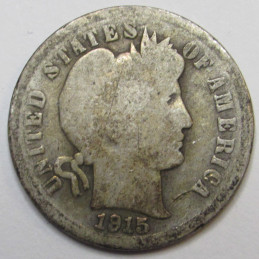1915 S Barber Dime - antique low mintage San Francisco mintmark silver dime