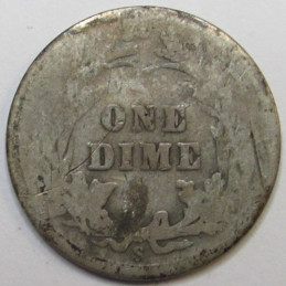 1915 S Barber Dime - antique low mintage San Francisco mintmark silver dime