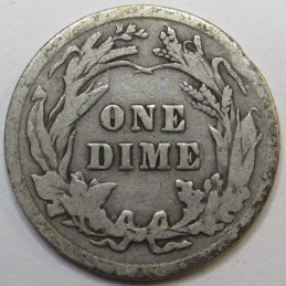 1916 Barber Dime - antique final year of issue American silver dime