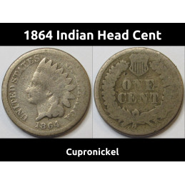 1864 Indian Head Cent - Cupronickel - Civil War era American small penny