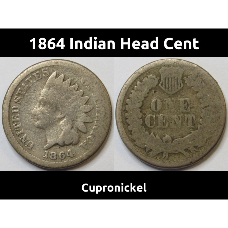 1864 Indian Head Cent - Cupronickel - Civil War era American small penny 1864 Indian Head Cent - Cupronickel - Civil War era American small penny
