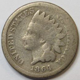 1864 Indian Head Cent - Cupronickel - Civil War era American small penny