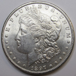 1897 Morgan Dollar - antique uncirculated American silver dollar