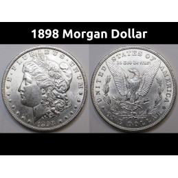 1898 Morgan Dollar - antique detailed uncirculated American silver dollar