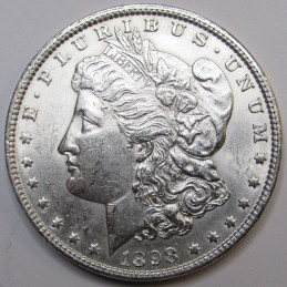 1898 Morgan Dollar - antique detailed uncirculated American silver dollar