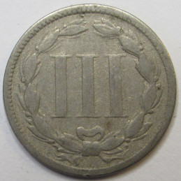1865 Nickel Three Cents - antique Civil War era odd denomination coin