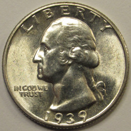 1939 S Washington Quarter - antique uncirculated San Francisco mint silver quarter 1939 S Washington Quarter - antique uncirculated San Francisco mint silver quarter