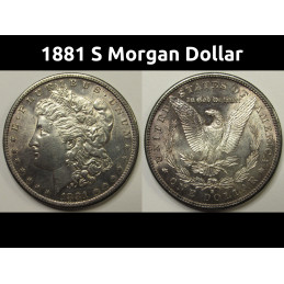 1881 S Morgan Dollar - antique flashy toned uncirculated American silver dollar