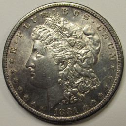 1881 S Morgan Dollar - antique flashy toned uncirculated American silver dollar 1881 S Morgan Dollar - antique flashy toned uncirculated American silver dollar
