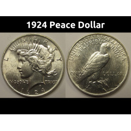 1924 Peace Dollar - antique flashy uncirculated American silver dollar
