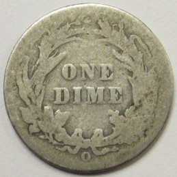 1892 O Barber Dime - antique first year of issue New Orleans mint silver dime