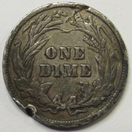 1900 Barber Dime - antique turn of the century American silver dime
