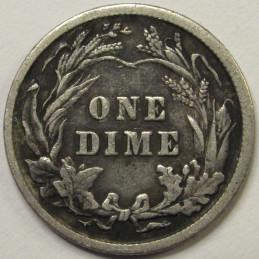 1902 Barber Dime - antique turn of the century American silver dime