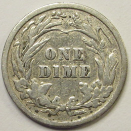 1906 Barber Dime - antique American silver dime