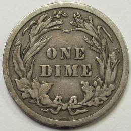 1908 Barber Dime - antique better conditiion antique silver dime