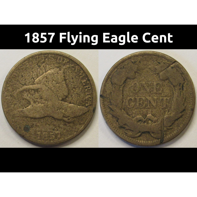 1857 Flying Eagle Cent - early date cupronickel small penny coin