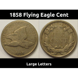 1858 Flying Eagle Cent - Large Letters - antique early date American penny coin