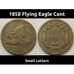 1858 Flying Eagle Cent - Small Letters - antique second year of issue American curponickel penny